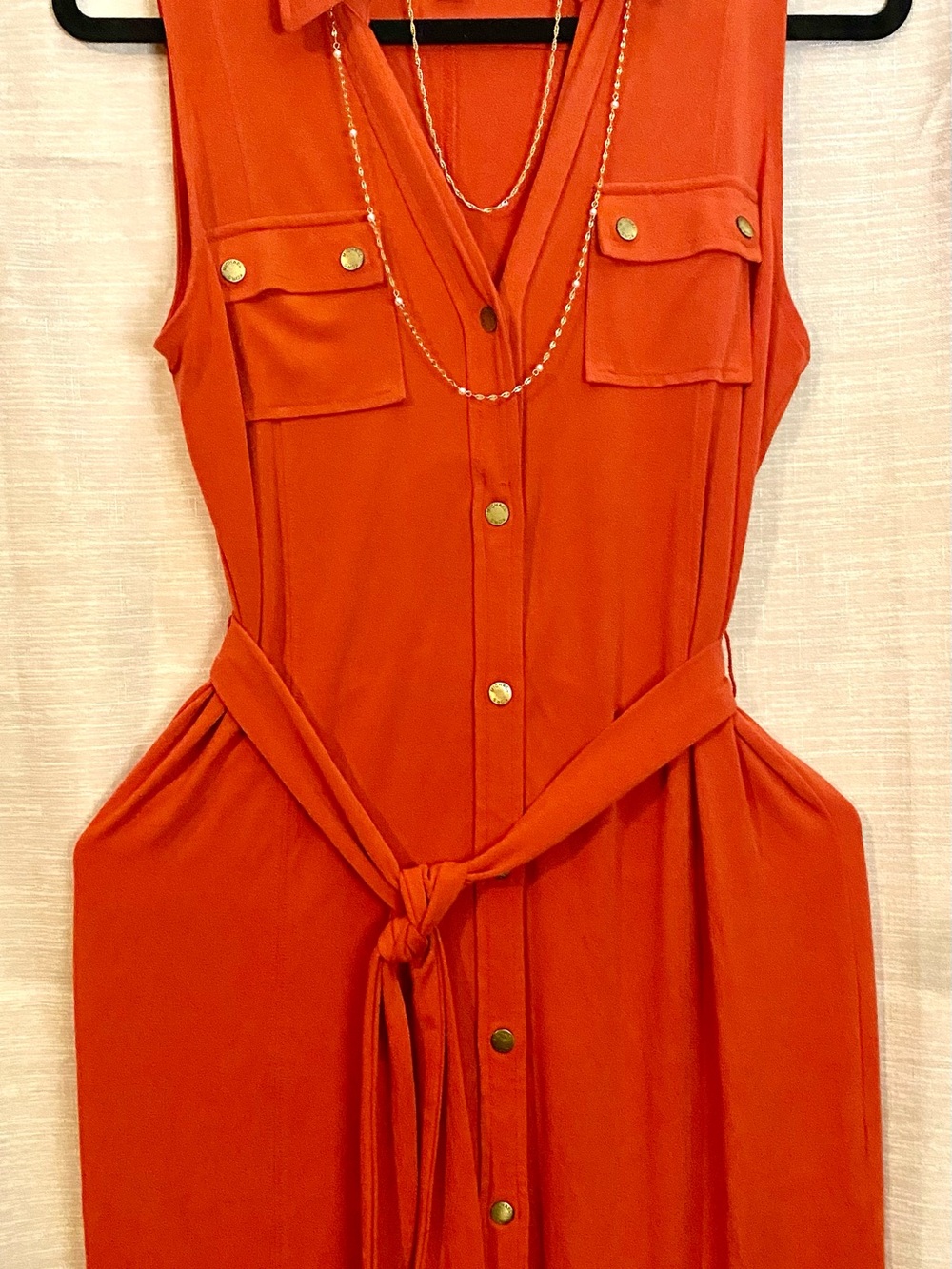 MICHAEL Michael Kors Sleeveless Collared Maxi Dress - Orange - Picture 5 of 6